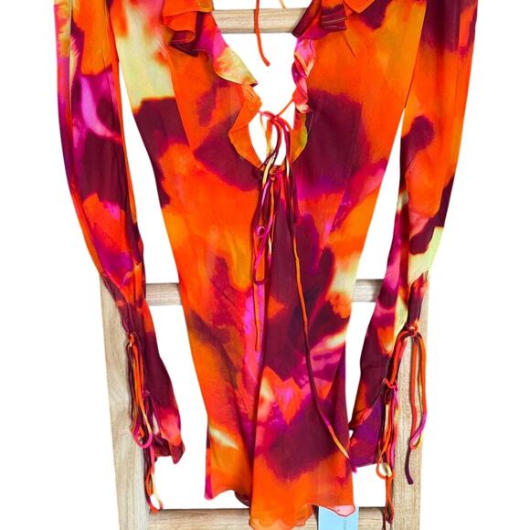 NWT Rat And Boa Dali Dress Tie Dye Open Back Mini Red Orange Size Small - Picture 11 of 15